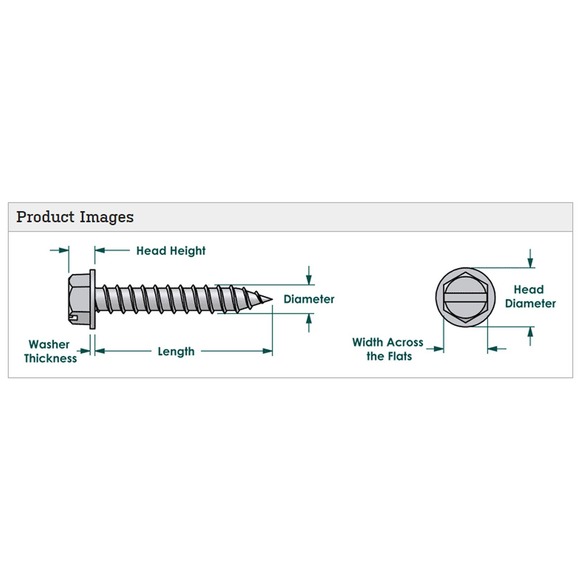 Lot of 50  #14 x 1-1/2" Self Tapping Sheet Metal Screws, Slotted Hex Washer Head - Picture 2 of 5